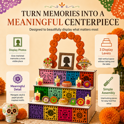 🎃Day of the Dead Wooden Altar Display Set | 💕Death is not the end of life, forgetting is
