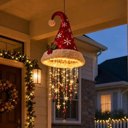 🎄🎅Santa Hat LED Hanging Light - A classic Santa hat raining warm fairy lights & Christmas charms