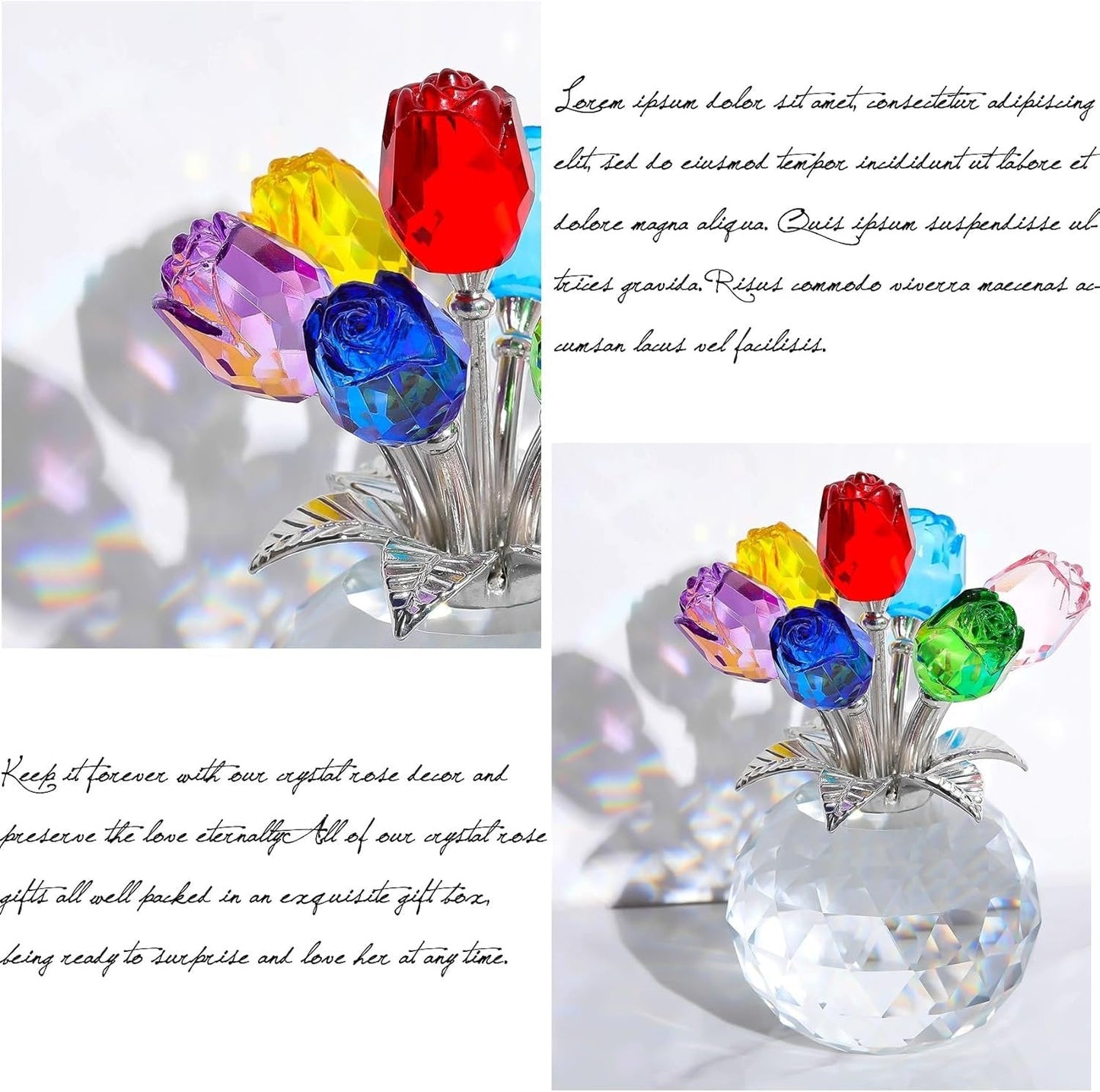 💐Crystal Colorful Rose Flower Vase