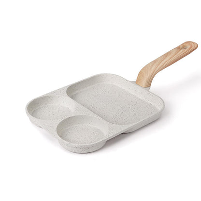 ⏳Hot Sale Multifunctional Egg Frying Pan, 4 Holes Design & Ergonomic Wooden Handle🍳
