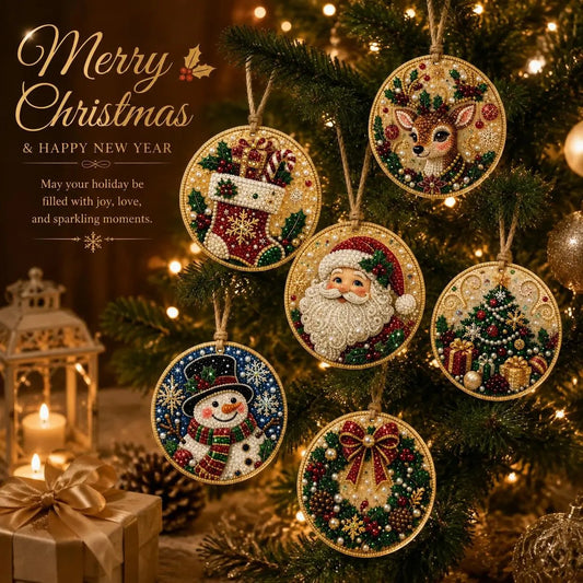🎄🎨Christmas DIY Diamond Painting Ornaments Kit – Xmas Tree Hanging Craft Decoration