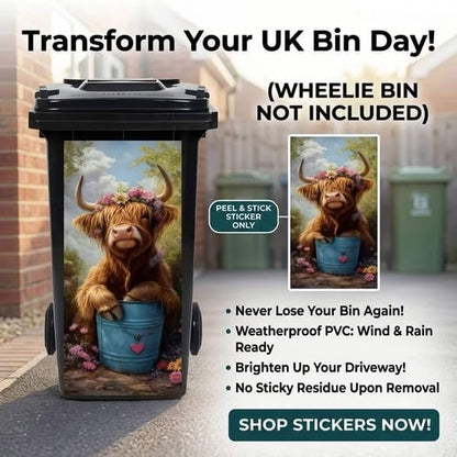 🗑️Creative Trash Can Sticker with Colourful Cartoon