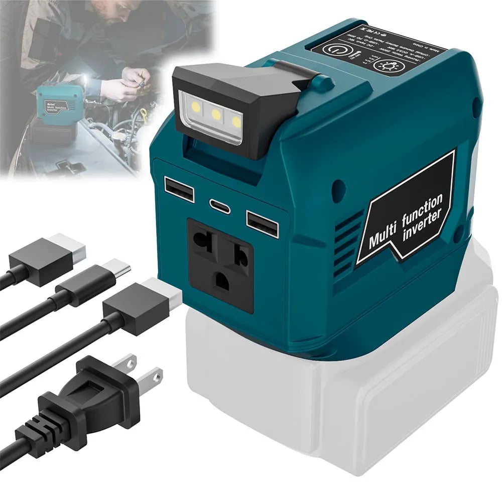 🪫250W Portable Power Inverter – Turn 18V–21V Tool Batteries Into 220V AC Power