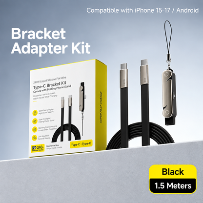 ⚡ 240W 2-in-1 USB-C Fast Charging Cable with Rotating Phone Stand
