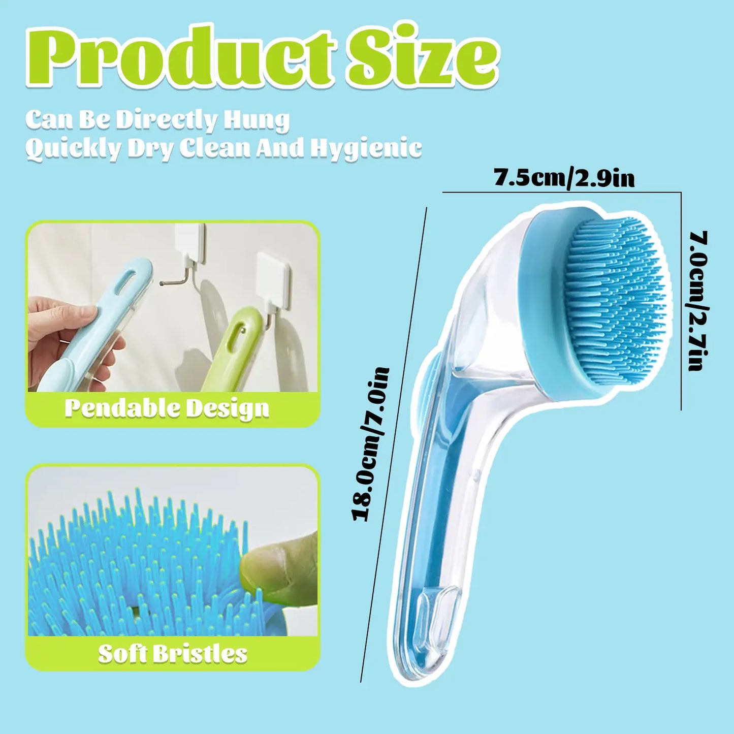 🐾 2-in-1 Pet Bath Brush – Built-in Shampoo Dispenser, for Dogs & Cats