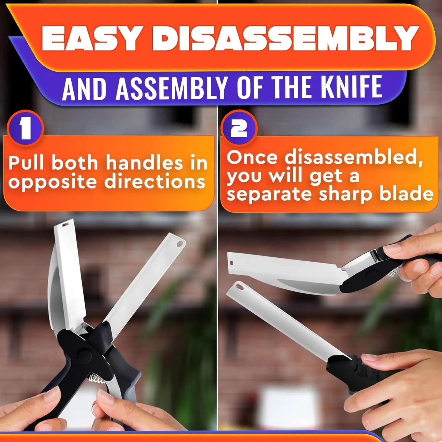 2 in 1 Kitchen Scissors for Food – Stainless Steel Blade & Plastic Cutting Board Scissors