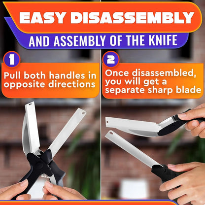 2 in 1 Kitchen Scissors for Food – Stainless Steel Blade & Plastic Cutting Board Scissors