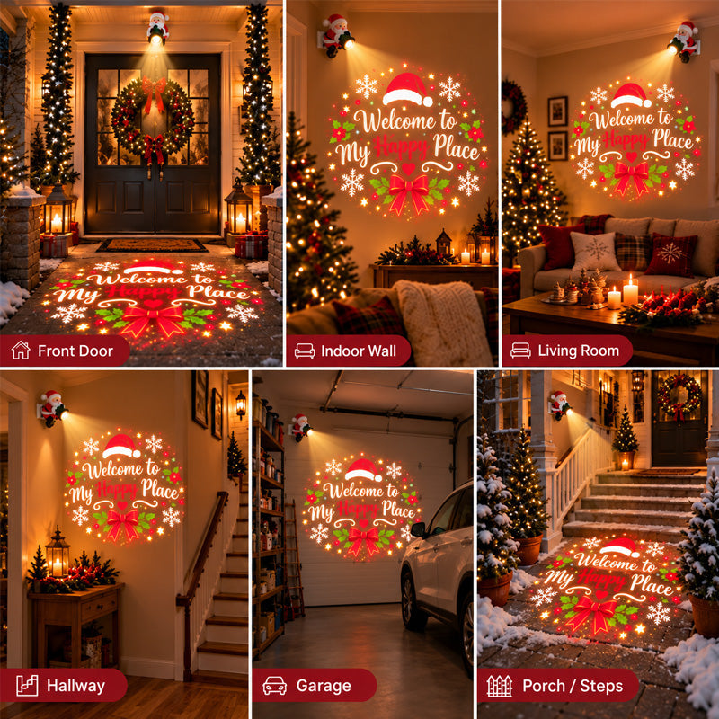 ✨🎅 Santa Christmas Welcome Projector – Festive Doorway Light with Remote Control🎅 ✨