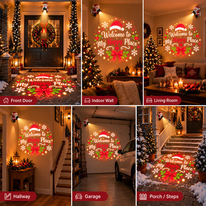 ✨🎅 Santa Christmas Welcome Projector – Festive Doorway Light with Remote Control🎅 ✨