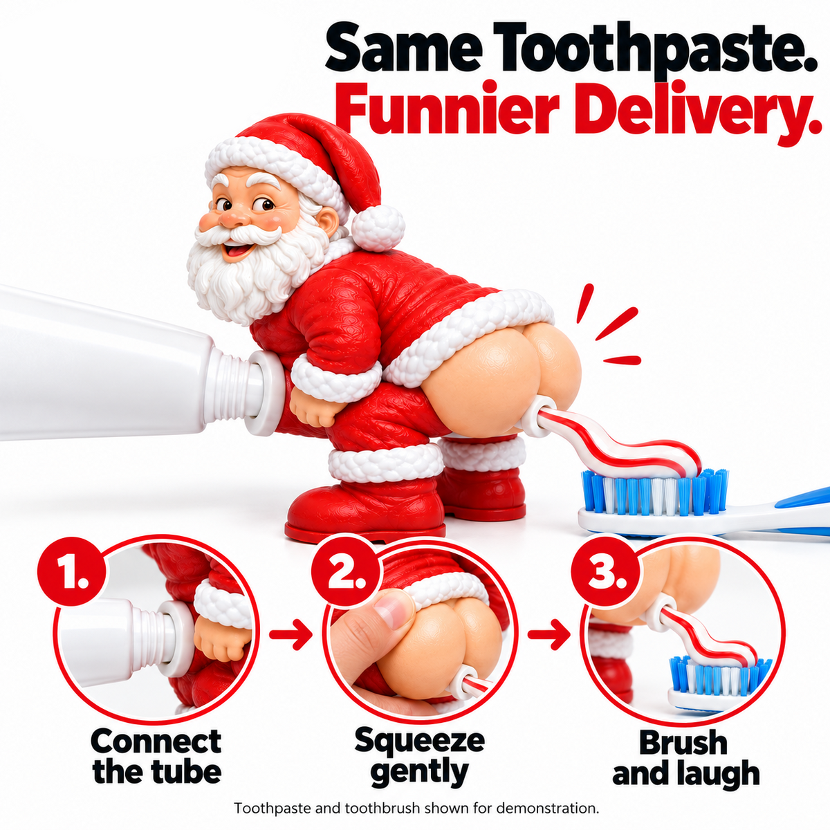 🔥HOT SALE🎅🪥 Cheeky Santa Toothpaste Topper - Funny Christmas Gag Gift 🎄