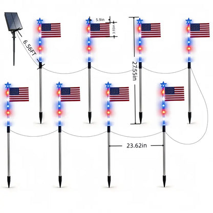 🔥8-Piece Flag Light Set – 4th of July Decorations with 8 Lighting Modes – Ideal for Independence Day Pathways, Gardens, and Yard Decor