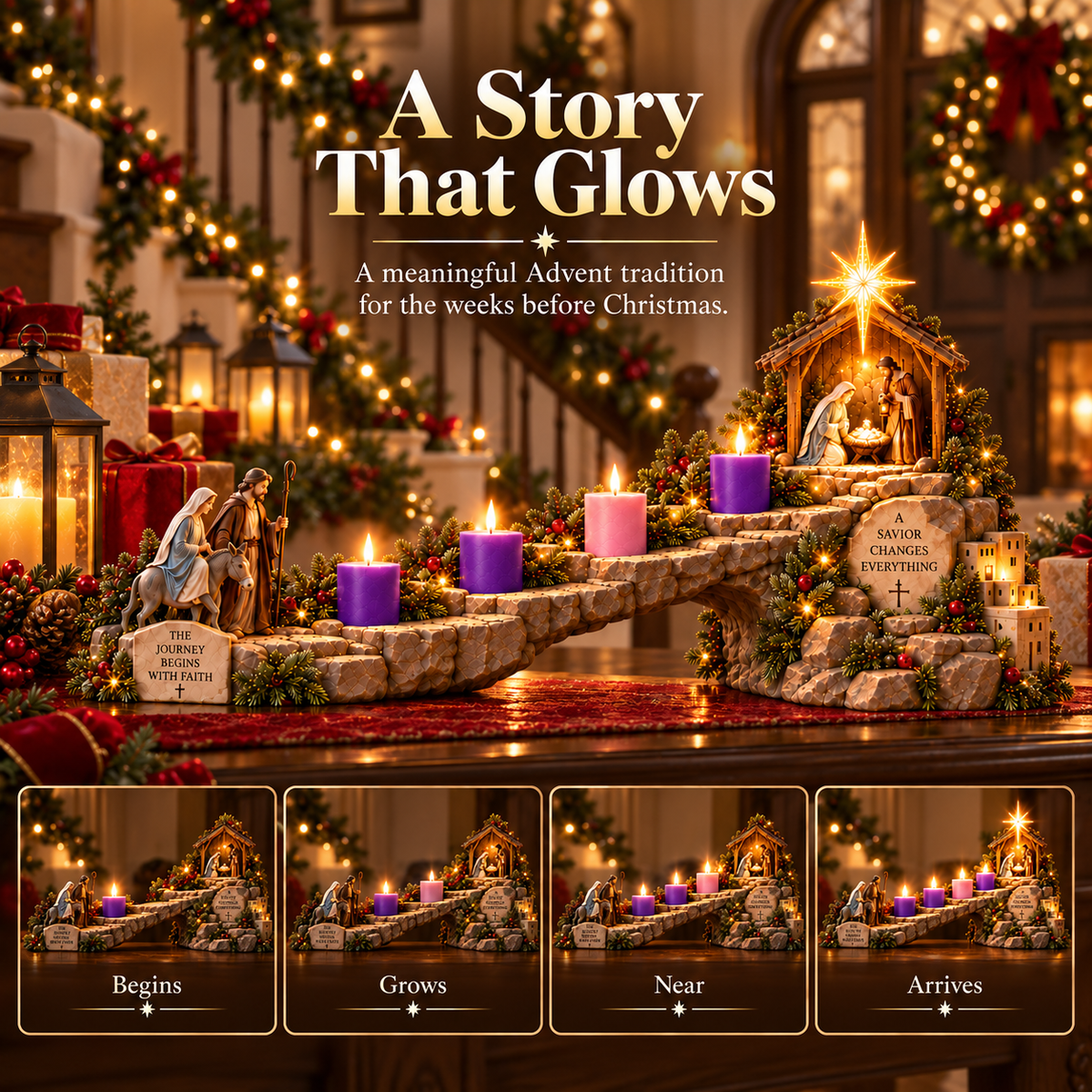 ✝️Journey to Bethlehem – 4-Week Lighted Advent Nativity Path