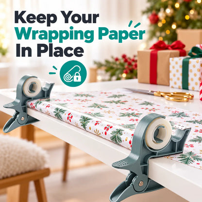 🎁2-Pack Gift Wrapping Paper Clips With Tape Dispensers