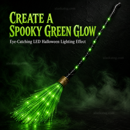 🧙 Animated Witch Broom Halloween Decoration with Lights and Sound