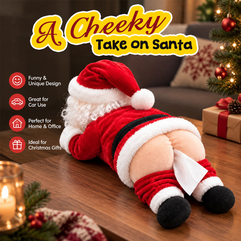 😂🎅Funny Santa Butt Tissue Box Holder – Hilarious Christmas Decor & White Elephant Gag Gift