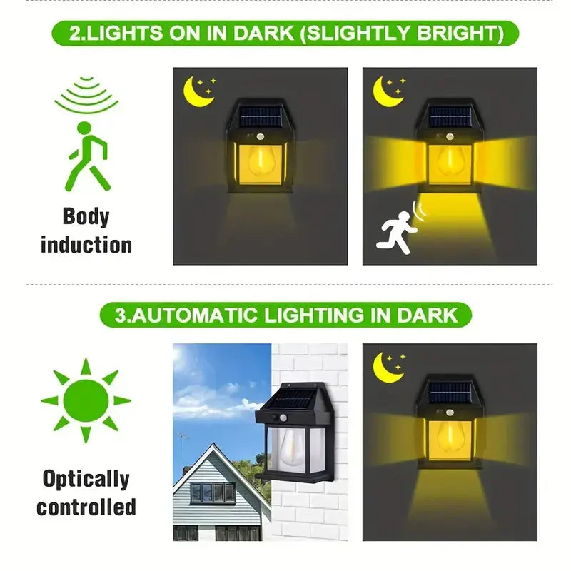 4 Pack Solar Outdoor Wall Lights with Motion Sensor - Waterproof IP65 Garden Security Lighting, 3 Modes Auto Dusk to Dawn, Wireless Decorative Lamp for Patio, Villa, Pathway