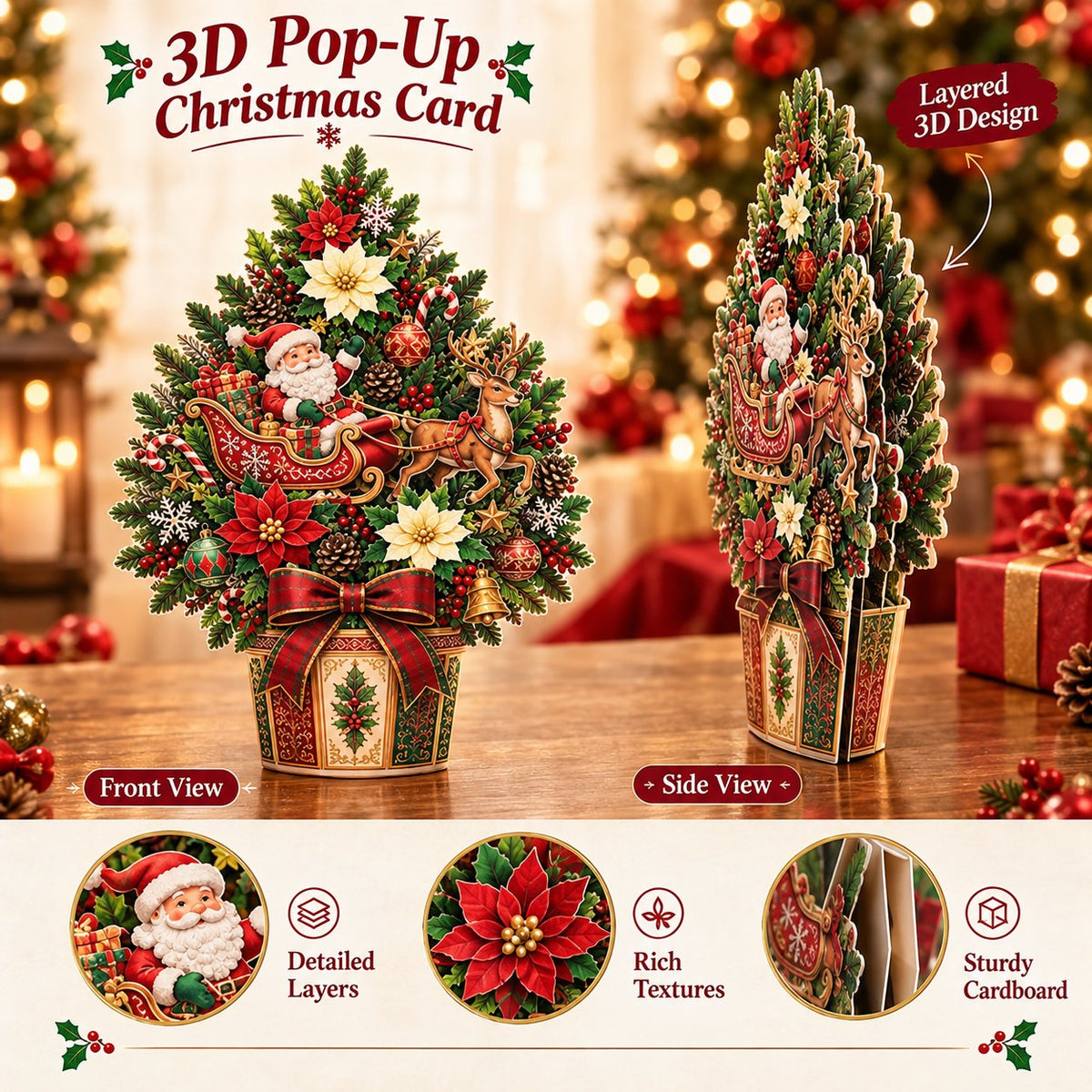 🔥 Pop-Up 3D Christmas Tree Card ✨ Turns Into Freestanding Festive Table Decor🔥