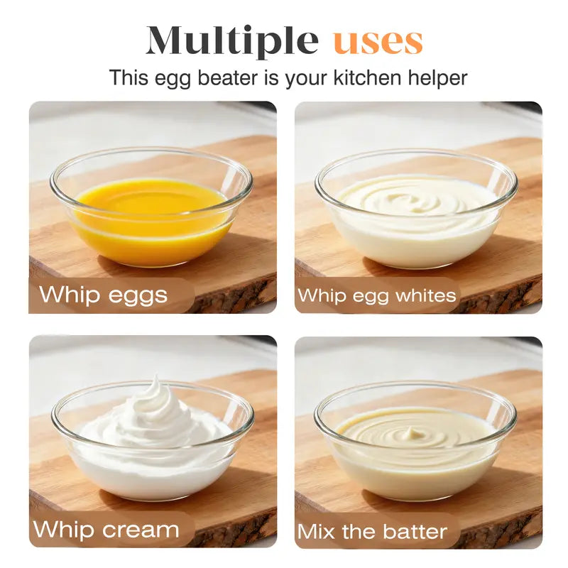 ✨Hand Push Rotary Egg Beater, Stainless Steel Whisk for Quick Mixing