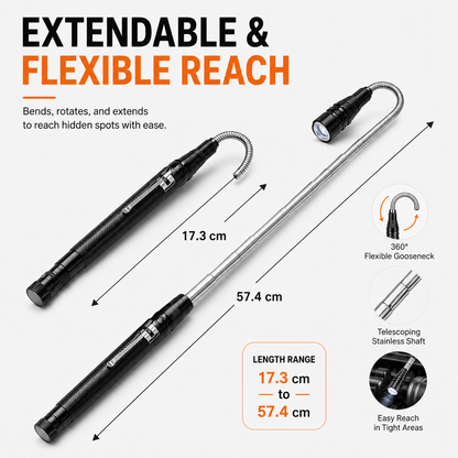 🧲💡 Telescoping Magnetic Pickup Tool with LED Light | Flexible Reach