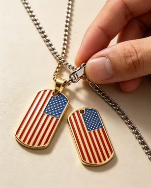 ⚡American Flag Dog Tag Necklace