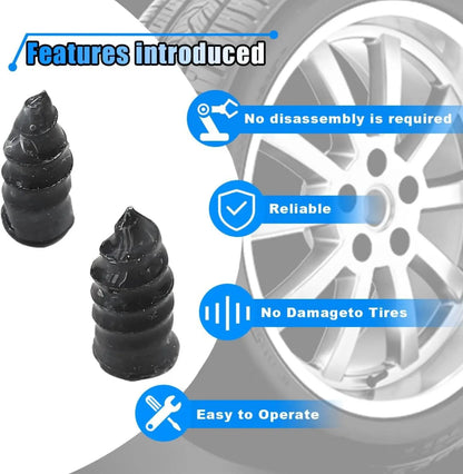 60/30Pcs Tire Repair Screws Plugs, Self-service Tyre Repair Vacuum Rubber Nails Kit for Car/Motorcycle/Truck/Tractor Puncture Fast Tyre Repair Supplies