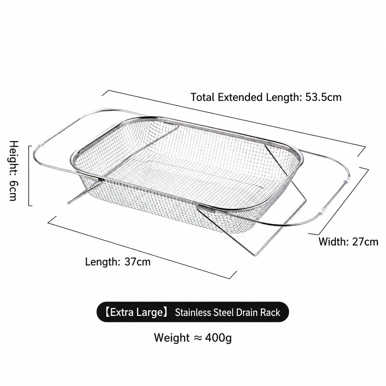 Stainless Steel Expandable Over-The-Sink Colander Strainer Basket
