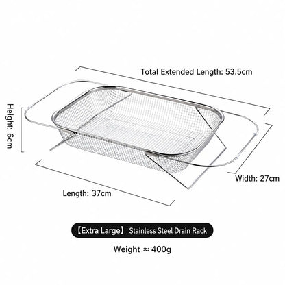 Stainless Steel Expandable Over-The-Sink Colander Strainer Basket