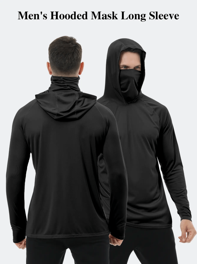 Men's Athletic Hoodies Long Sleeve Fishing Shirts for Men Hooded Set with Face Mask