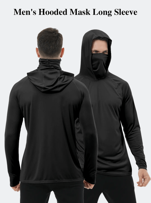 Men's Athletic Hoodies Long Sleeve Fishing Shirts for Men Hooded Set with Face Mask