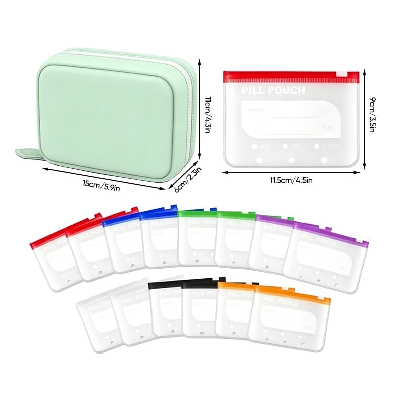 💊A8 Waterproof Pill Pouch Set – 7 to 14 Days of Meds & Vitamins💧Waterproof & Crush-Resistant Shell