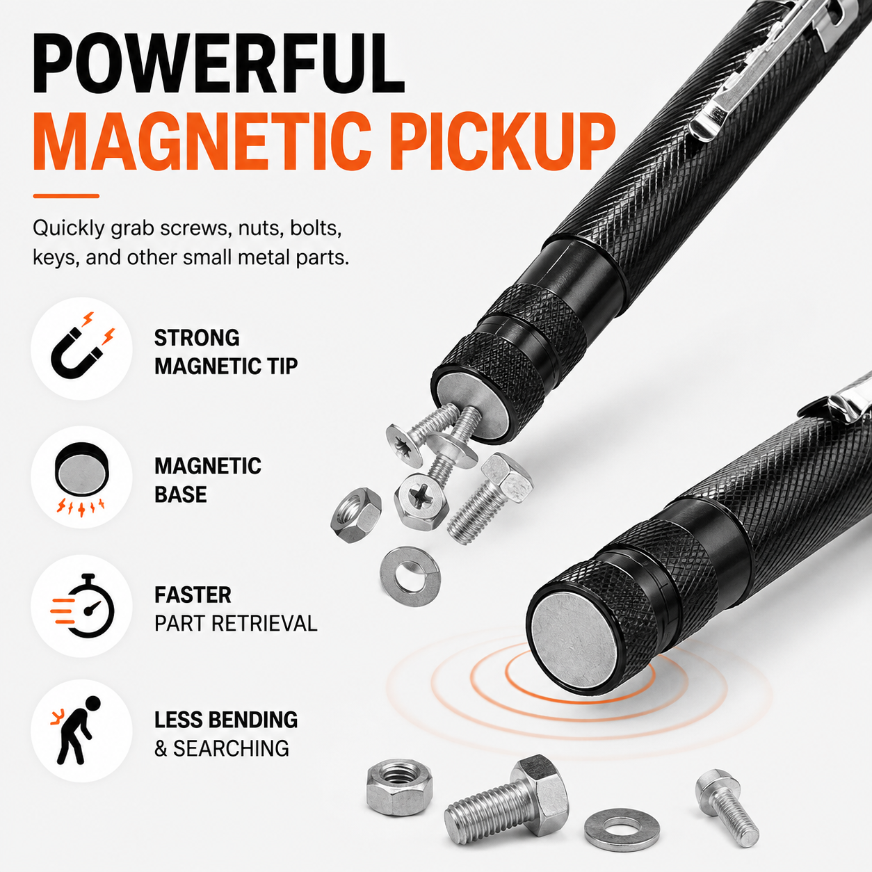 🧲💡 Telescoping Magnetic Pickup Tool with LED Light | Flexible Reach