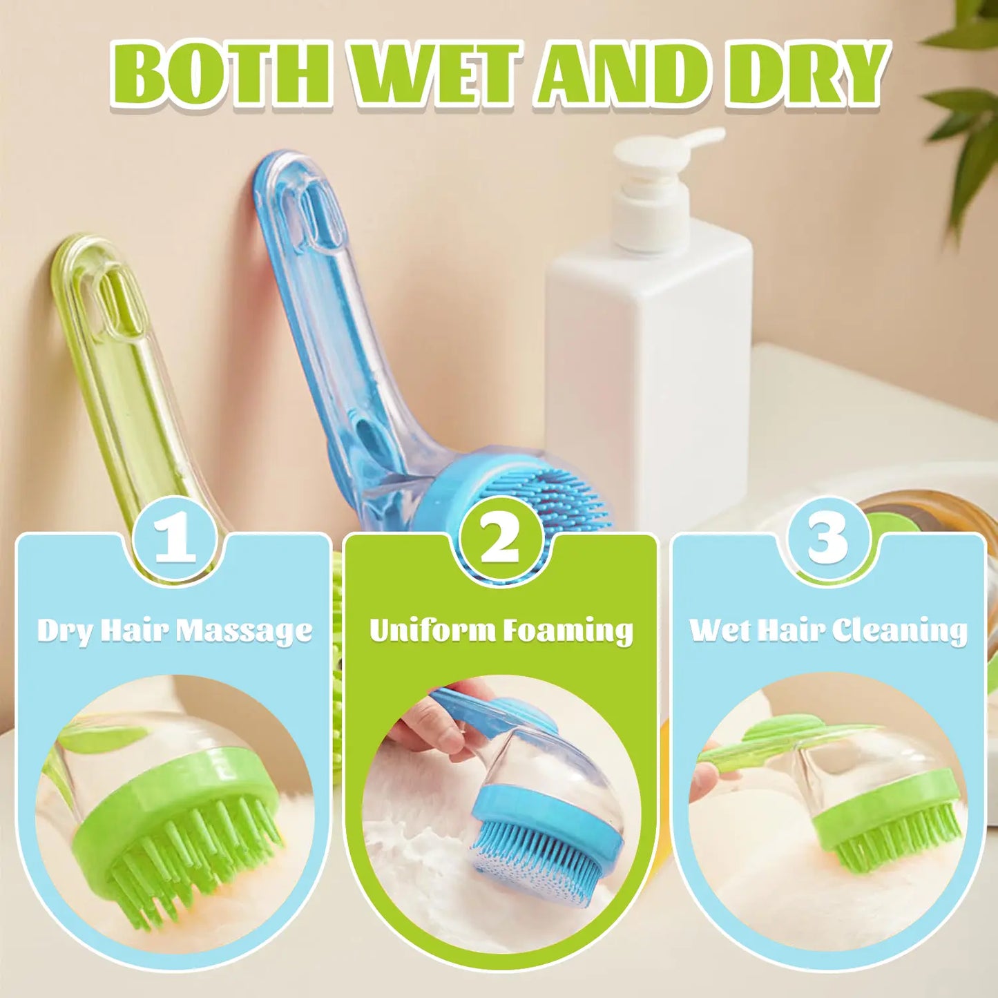 🐾 2-in-1 Pet Bath Brush – Built-in Shampoo Dispenser, for Dogs & Cats