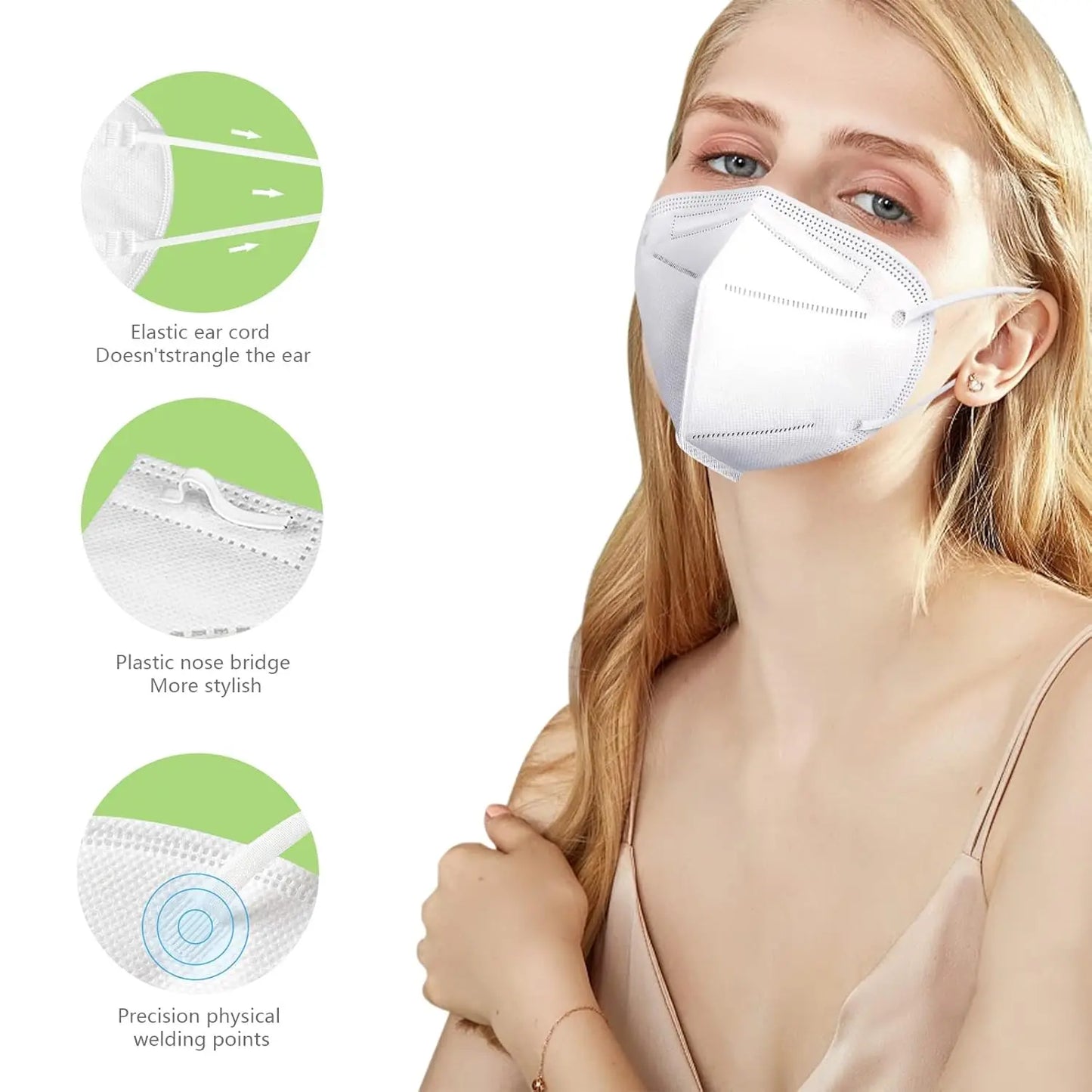 🔥KN95 Face Masks 100 Pack 5 Layer Breathable Design