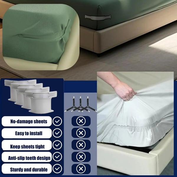 🛏️4-Pack Heavy Duty Bed Sheet Clips, Locking Mattress Corner Holders