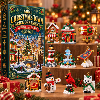 ⏳ Last day to save 49% – 🎄 Mini Christmas Town Brick Ornament Advent Calendar | 24 unique festive buildable town‑themed designs with hanging loops—perfect for decorating Christmas trees, wreaths, and holiday displays 🧱