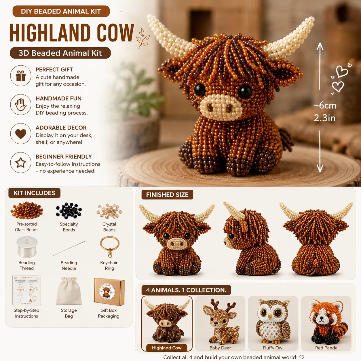 🔥Last Day 49% OFF🧵✨ Tiny 3D Beaded Animal DIY Kit