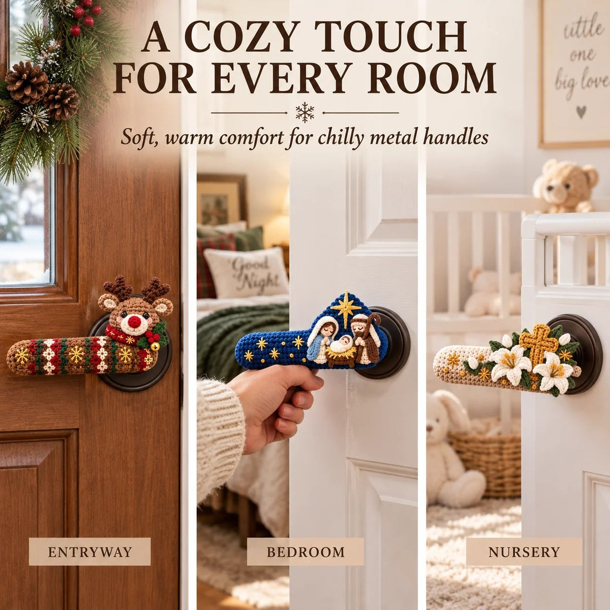 🔥Hand-Crocheted Blessing Door Handle Covers – Warm Handmade Home Decor