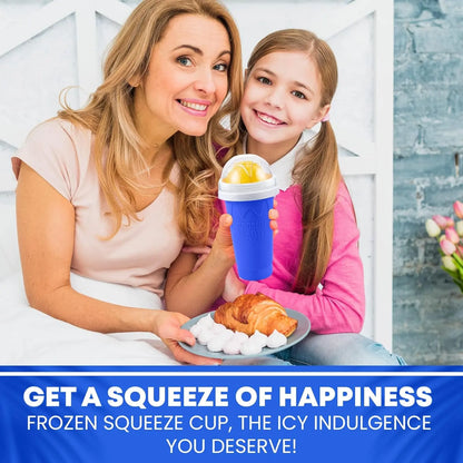Slushy Cup, Freeze, Squeeze and Enjoy! Slushie Magic Cup, Homemade DIY  Gadget with Lid & Straw Spoon  350ML, Washable, BPA free Kitchen Utensils Mug