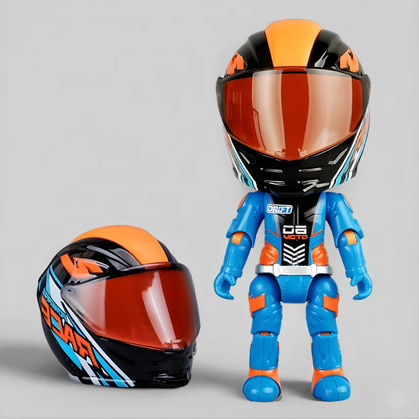 🏍️Cute Racing Helmet Action Figure with Mini Helmet Display