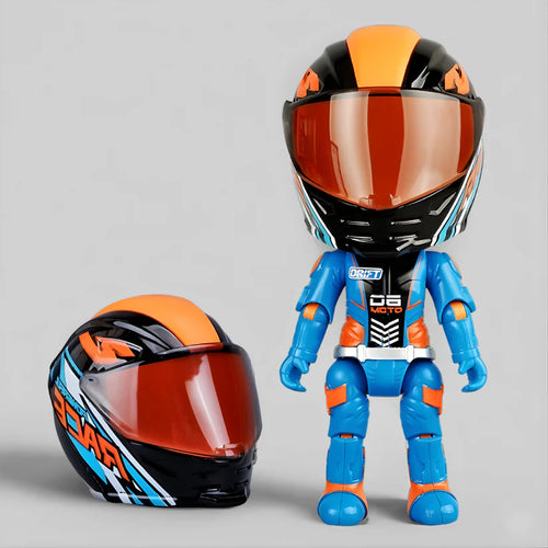 🏍️Cute Racing Helmet Action Figure with Mini Helmet Display