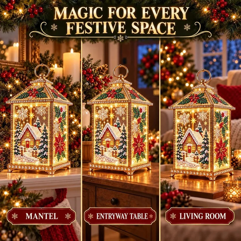 🧩DIY Light-Up Christmas Diamond Art Lantern Kit – Create Your Own Magical Holiday Glow ✨