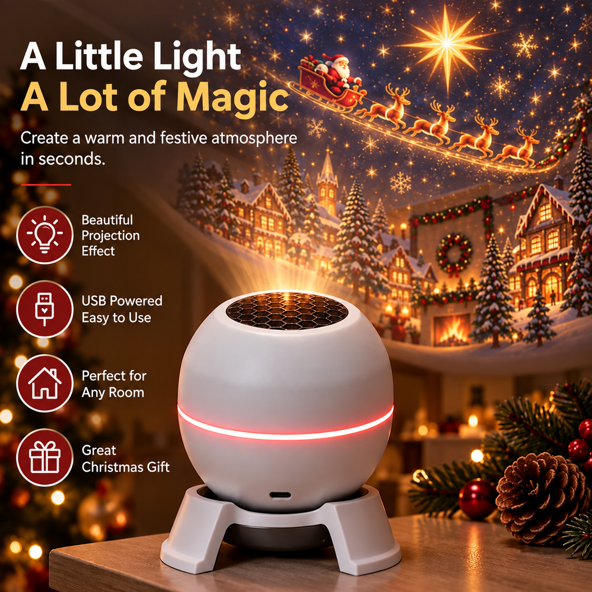🎄 Christmas Magic Projector – Light Up Your Holiday Nights ✨