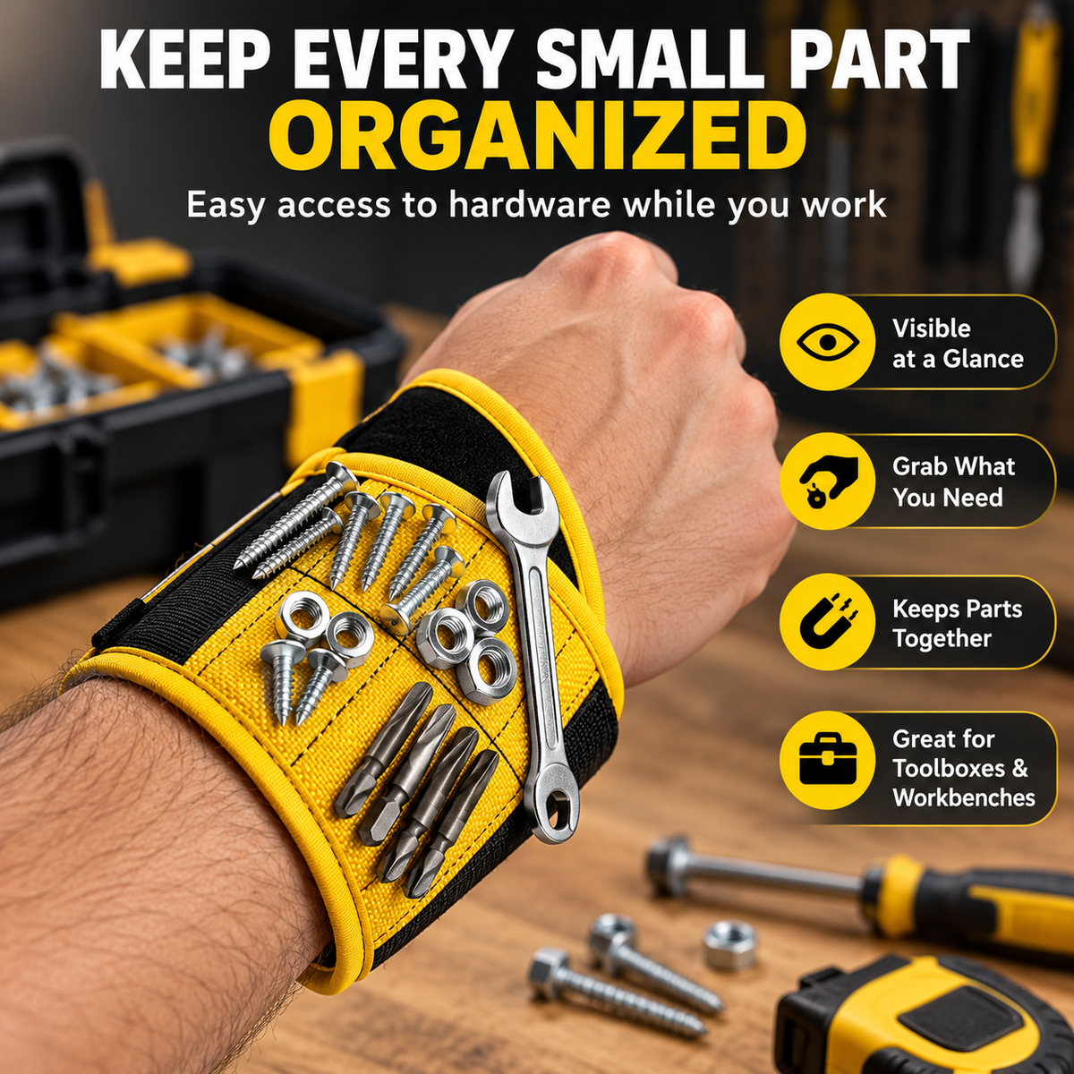 🧲 Magnetic Wristband Tool Holder – Hands-Free DIY Helper