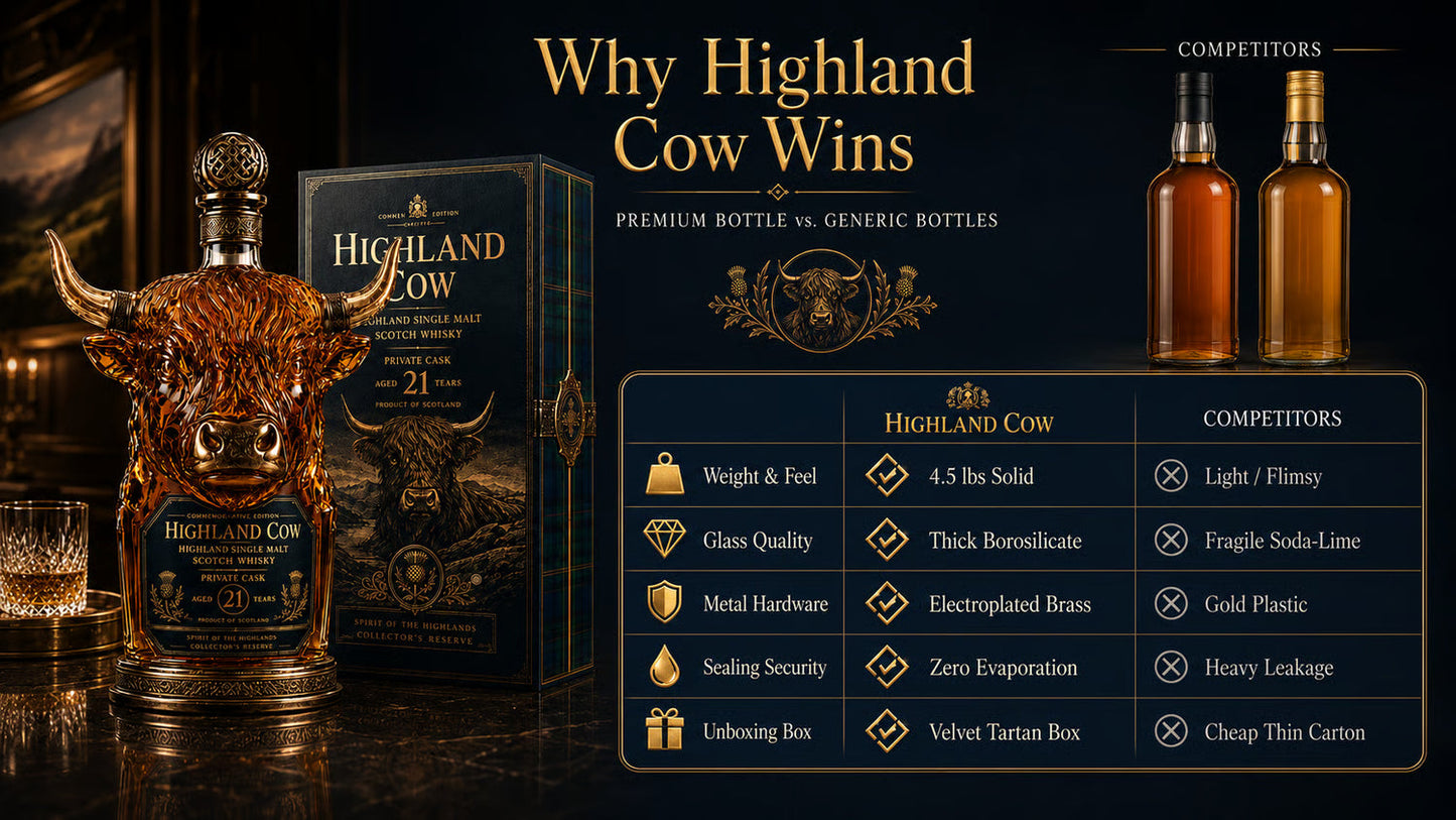 Highland Cow Private Cask 21 Years Cow Head Shaped Scotch Whisky Bottle