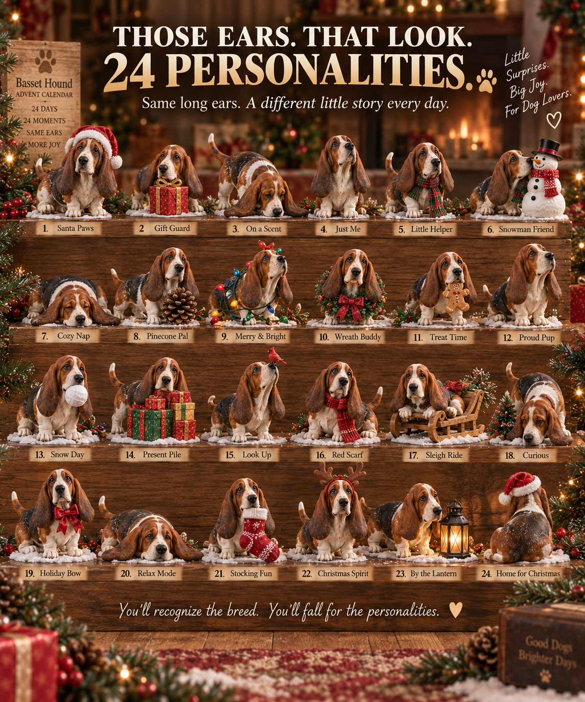 ✨24 Days of Basset Hound Joy — 24 Long-Eared Personalities to Love 🐾🎄