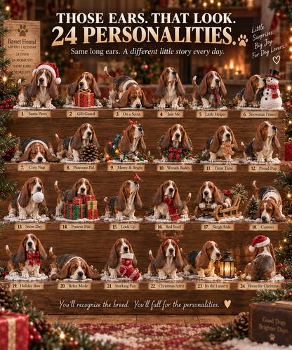 ✨24 Days of Basset Hound Joy — 24 Long-Eared Personalities to Love 🐾🎄