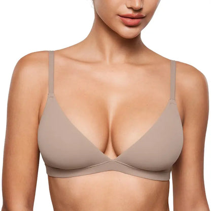 Women's Inbarely Triangle Bralette Plunge Unlined Seamless Bra No Underwire Sexy Comfortable Everyday