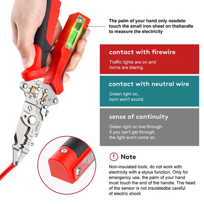 16-in-1 Wire Stripping Pliers, 2026 New Rechargeable Wire Strippers Tool with Voltage Tester&Alarms, Detectable 12-250V, Heavy-Duty Electrical Pliers&Wire Cutters