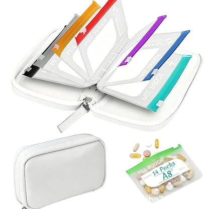 💊A8 Waterproof Pill Pouch Set – 7 to 14 Days of Meds & Vitamins💧Waterproof & Crush-Resistant Shell