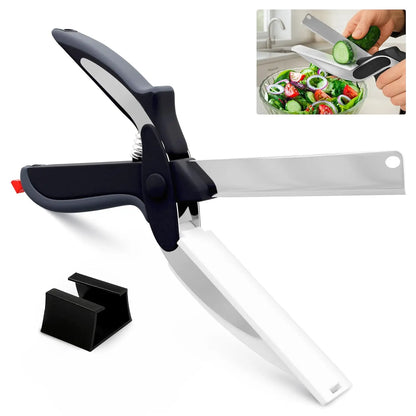 2 in 1 Kitchen Scissors for Food – Stainless Steel Blade & Plastic Cutting Board Scissors